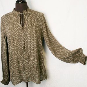 Semi-Sheer Khaki Peasant Blouse